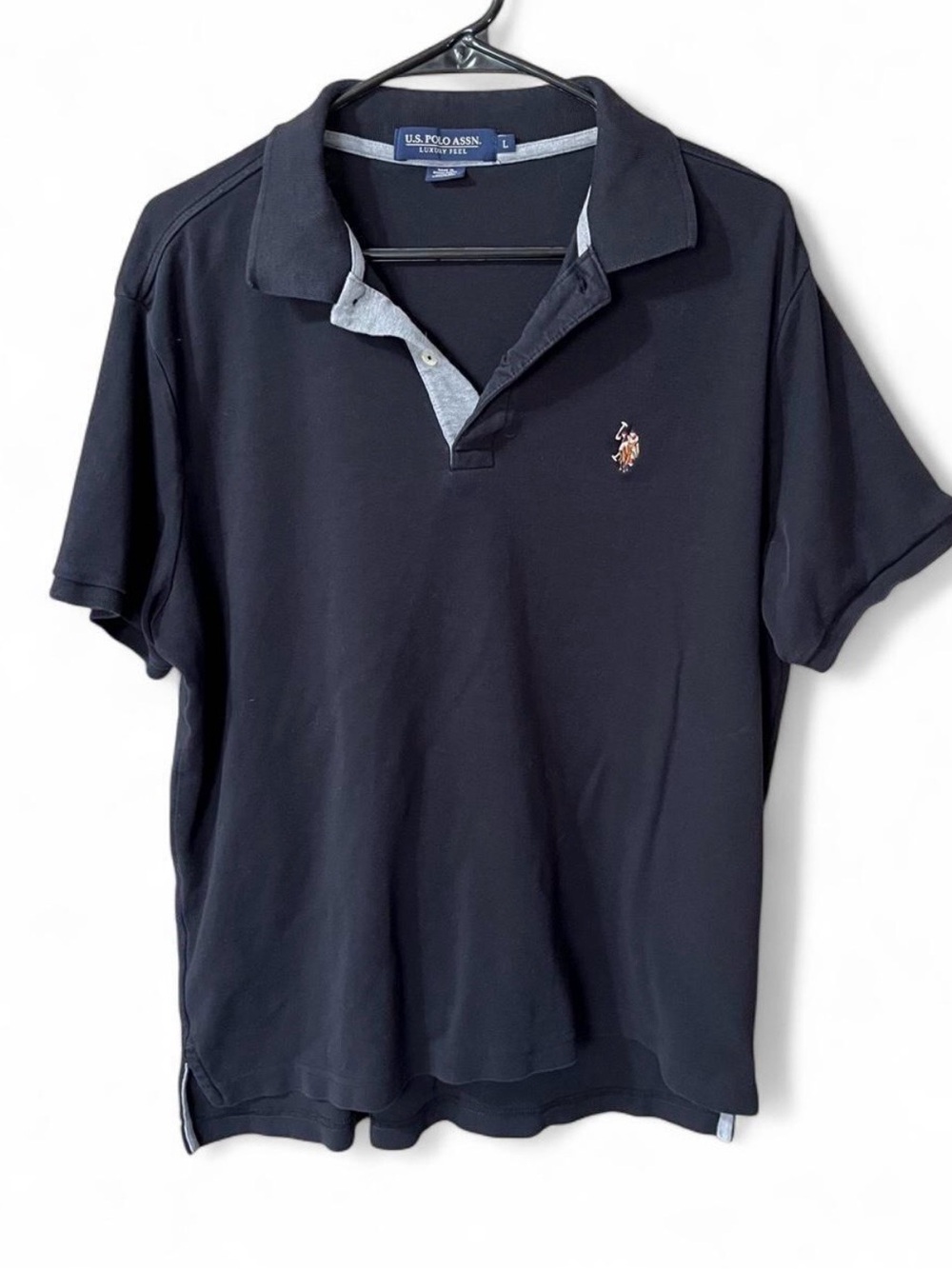 U.S. Polo Assn. Black Short-Sleeve Polo with Contrast Placket